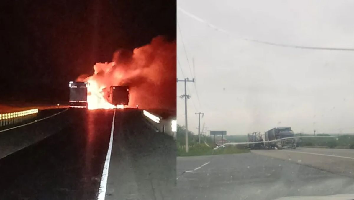 Un vehículo de carga pesada fue colocado de forma intencional para bloquear el paso en Nuevo León | Especial