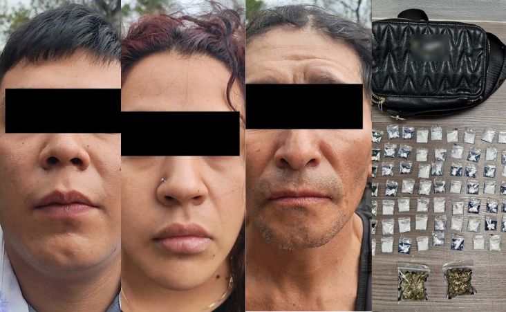 Los tres detenidos fueron puestos a disposición del Ministerio Público junto con los narcóticos asegurados