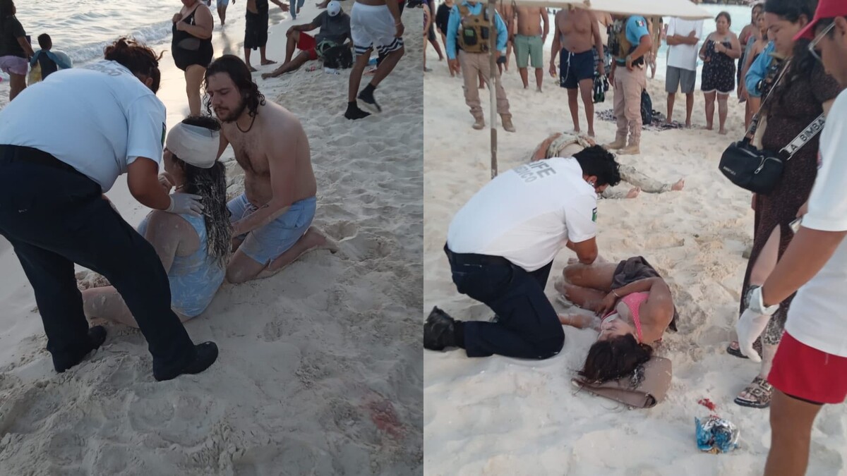 El accidente ocurrió en Playa Gaviota Azul, frente al hotel Hyatt Ziva. | Protección Civil de Cancún