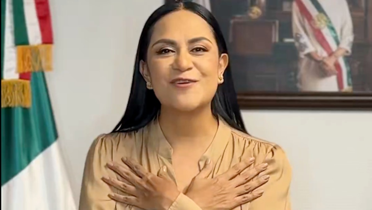 Ariadna Montiel, titular de la Secretaría de Bienestar, durante el anuncio de su salida del cargo en el gobierno federal. | Foto: Especial