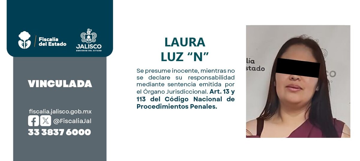 La mujer identificada como Laura Luz ‘N’ fue presentada ante la autoridad judicial. (Cortesía)