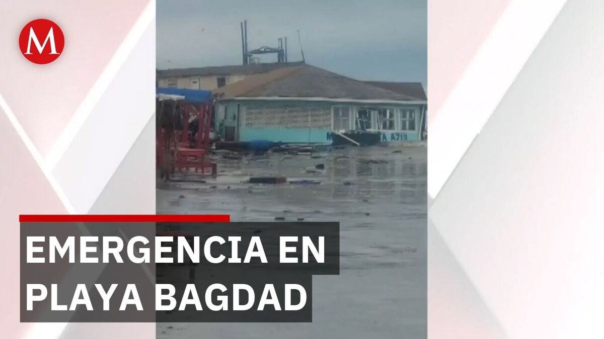 Colapsa restaurante en Playa Bagdad, Tamaulipas, por fuerte oleaje