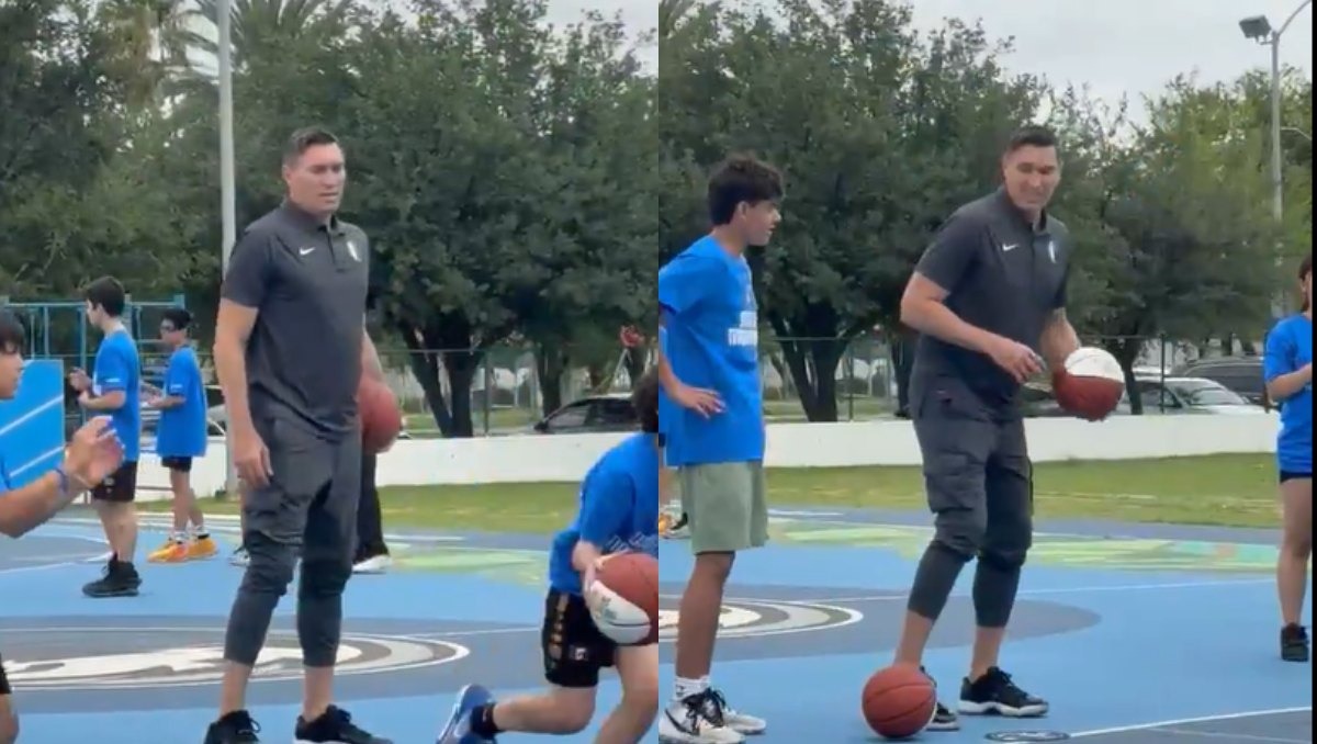 Eduardo Nájera y los Dallas Mavericks imparten clínica de básquetbol en Monterrey (Felipe Galindo)