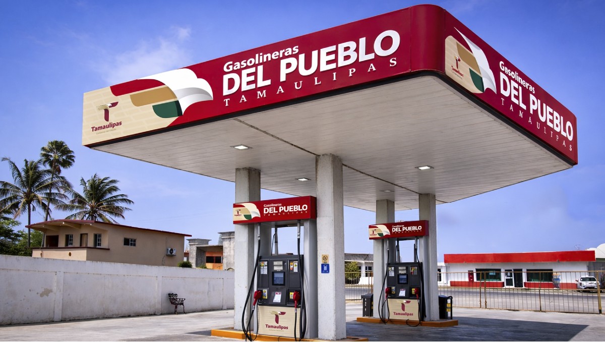 Render de "Gasolinera del Pueblo" en Tamaulipas.
