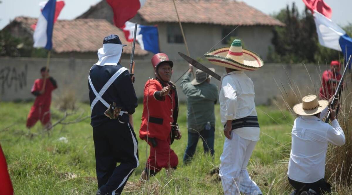 Representaciones de la lucha armada de la Batalla de Puebla. | Foto:  Tania Contreras