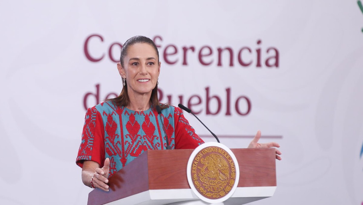 Claudia Sheinbaum Pardo, en su conferencia matutina desde Palacio Nacional. | Foto: Araceli López