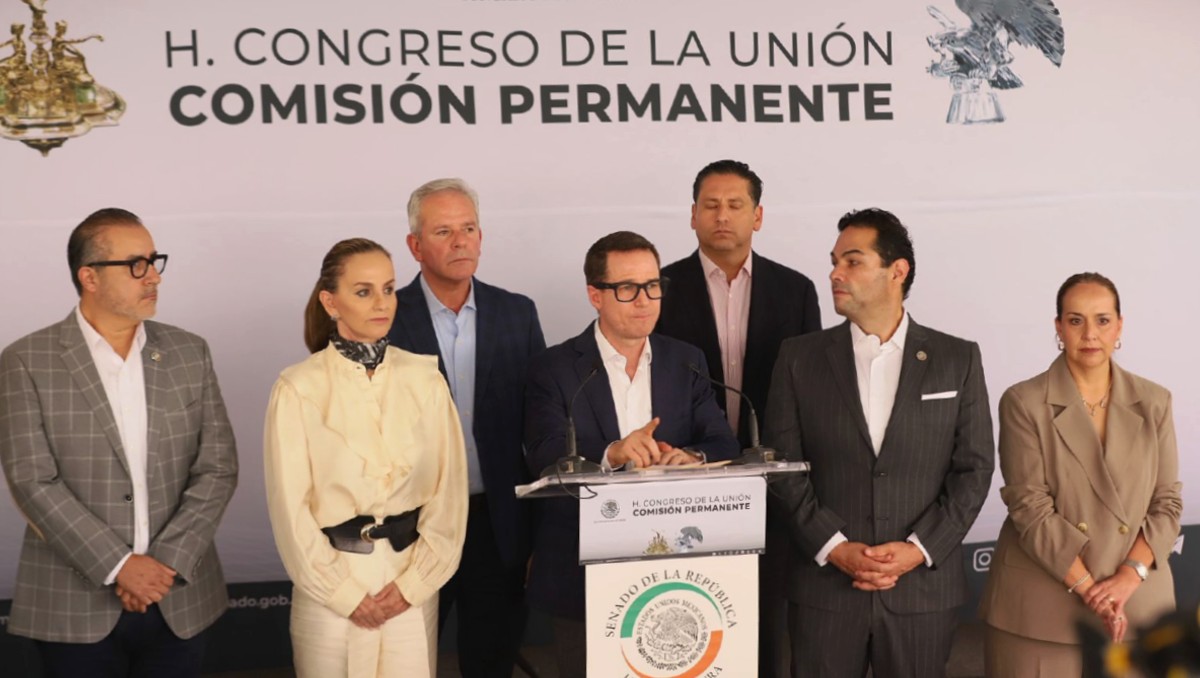 Conferencia de prensa de Acción Nacional, encabezada por Ricardo Anaya. | Foto: Octavio Hoyos