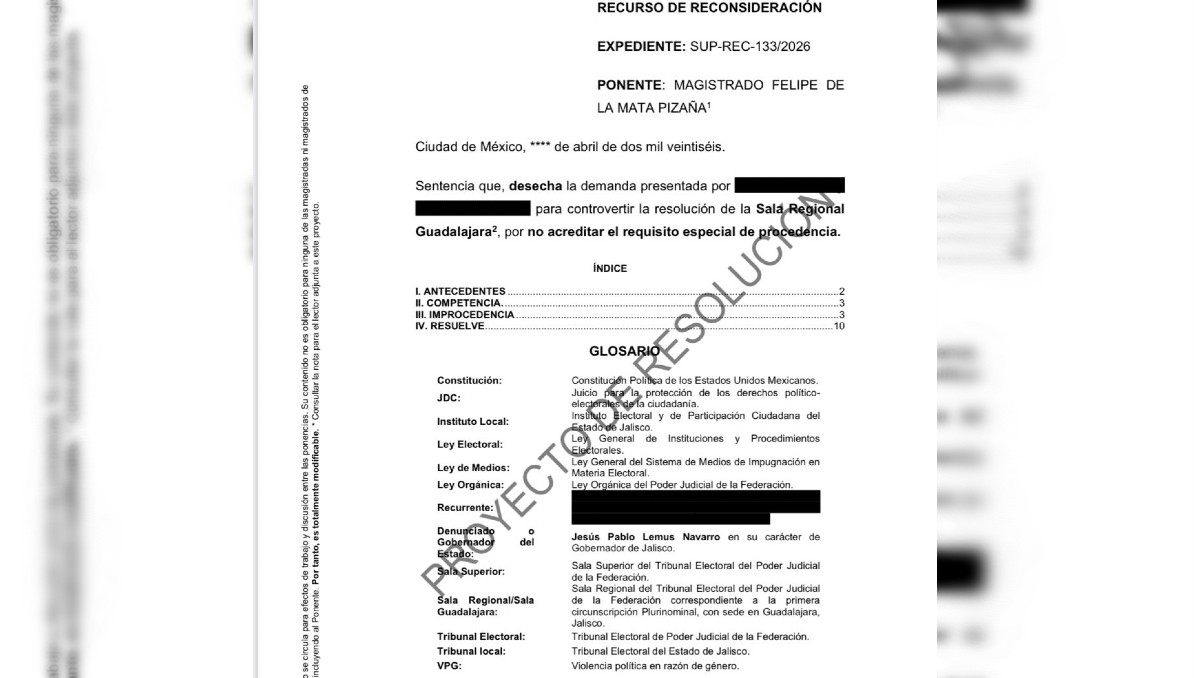Documento de resolución del Tribunal Electoral del Poder Judicial de la Federación. (Especial)