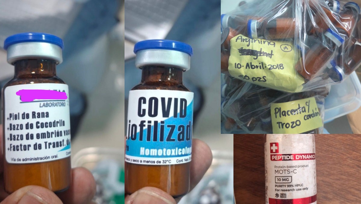 'Medicamentos' decomisados en el laboratorio. (Cortesía)
