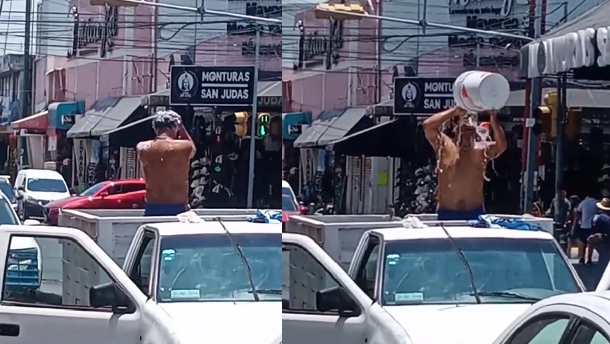 León: captan a hombre bañándose en calles de la Zona Piel | Especial