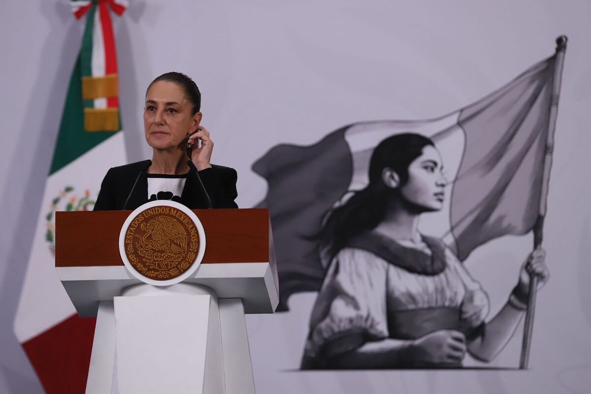 Claudia Sheinbaum en la conferencia matutina en Palacio Nacional. | Foto: Octavio Hoyos