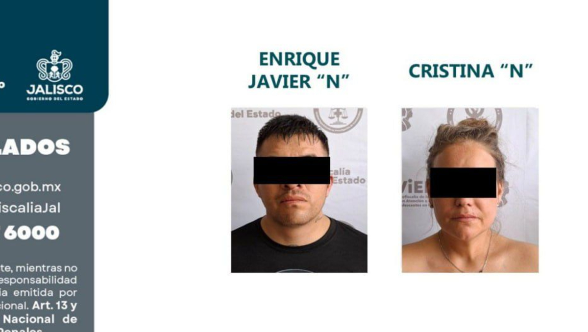 Enrique Javier “N” y Cristina “N”,  son señalados por su probable responsabilidad en el delito de homicidio calificado de una mujer (Foto: Cortesía)
