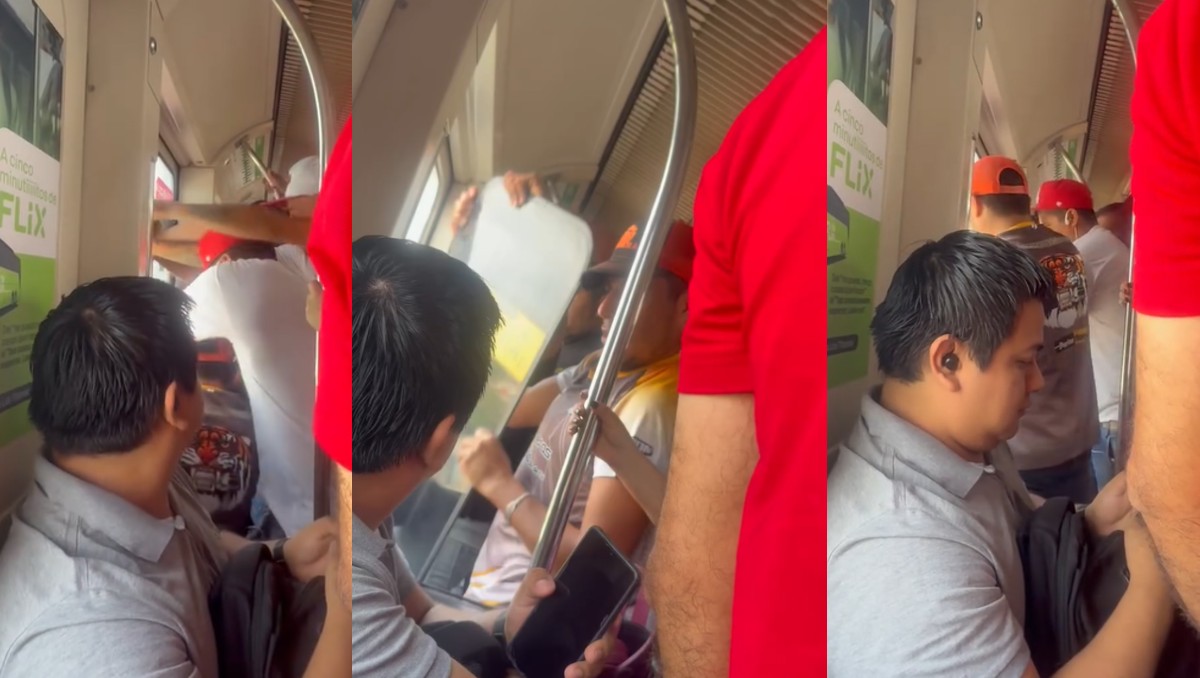Un grupo de hombres ayudaron a retirar vidrios en medio del calor sofocante al quedar atrapados en el vagón. | Especial