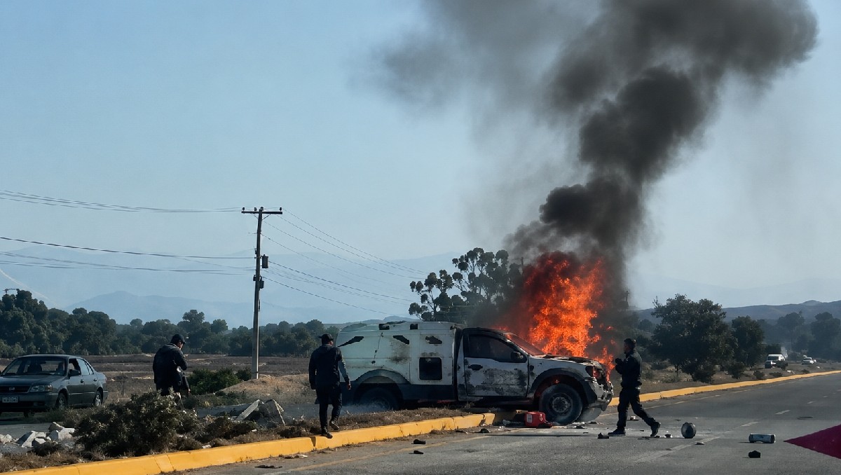 Celaya-Comonfort registra incendio de camioneta de valores | Especial