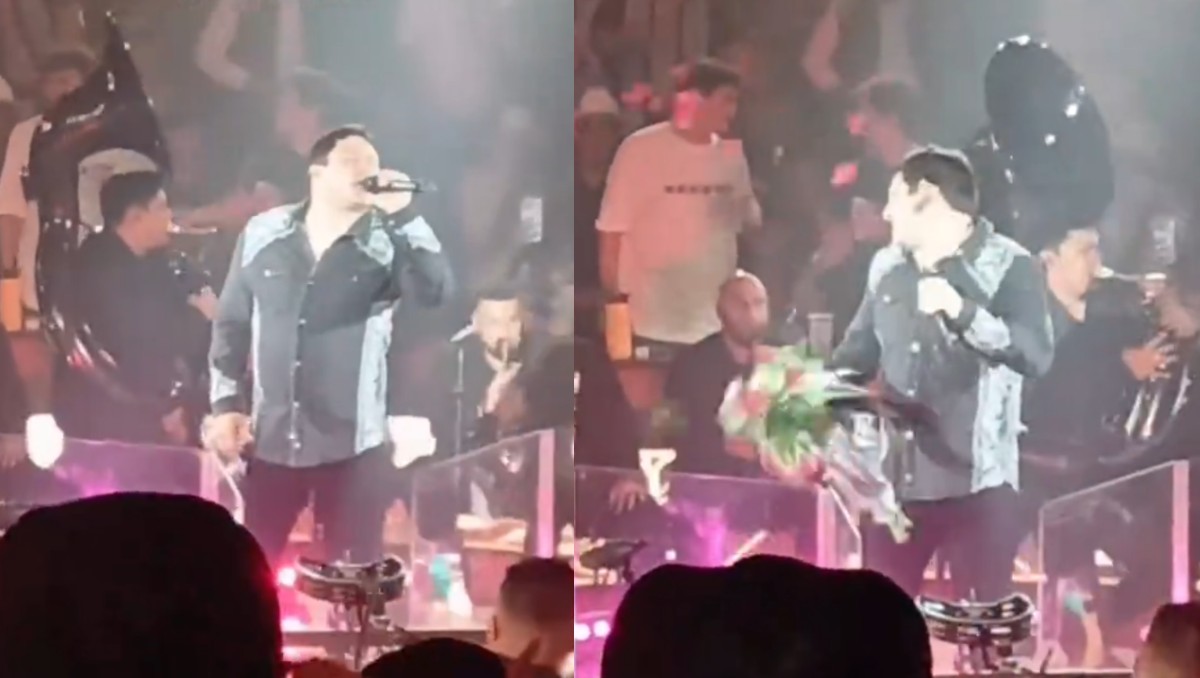 Así fue el incidente de Julión Álvarez con un ramo de flores. Foto: Captura de pantalla del TikTok @eliiandradeb