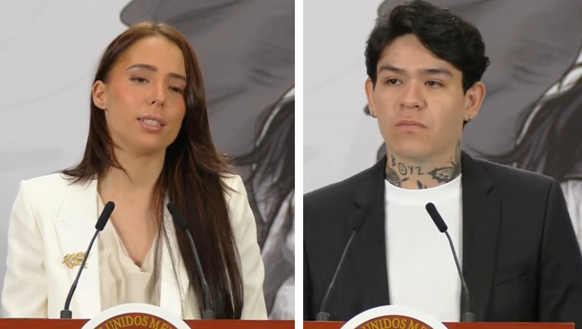 Majo Aguilar y Junior H en la Mañanera hoy 11 de mayo