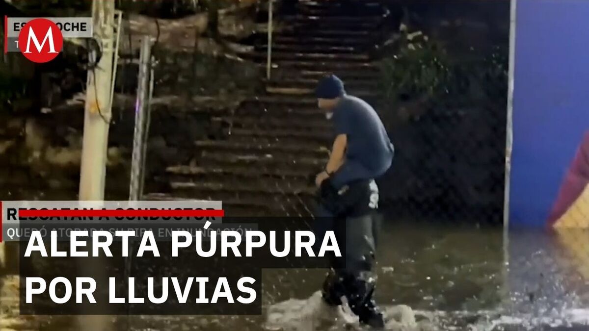 Rescatan a conductor de pipa tras inundación en Picacho-Ajusco y activan alerta púrpura