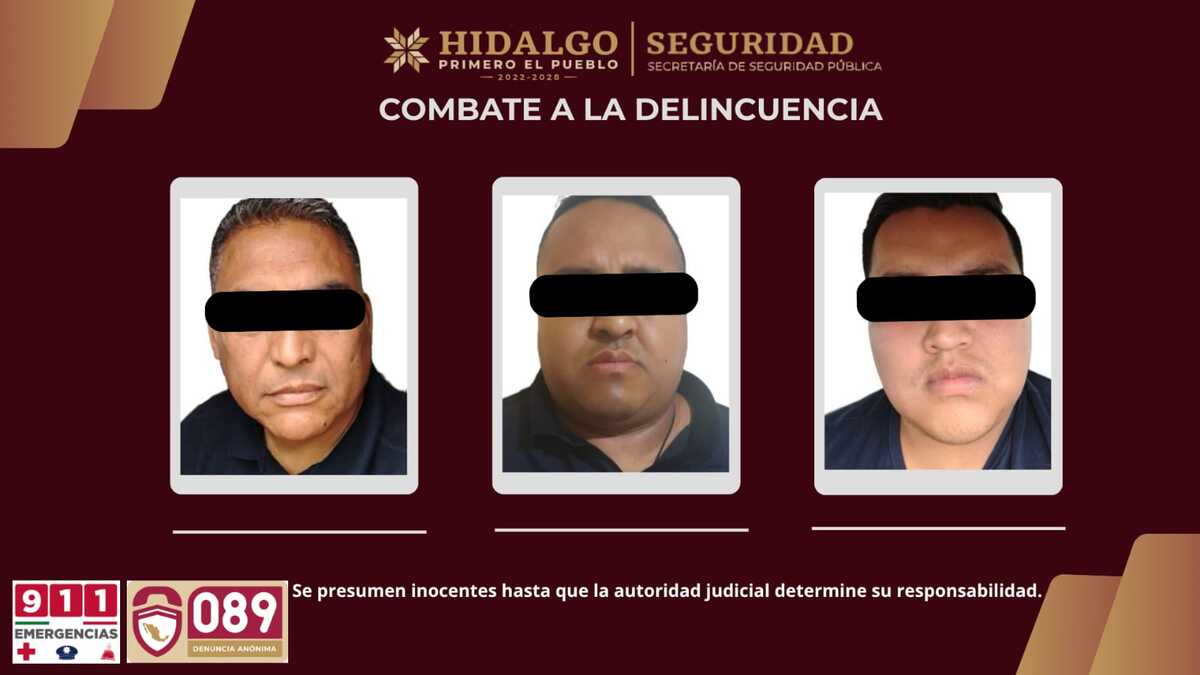 Autoridades llevaron a cabo la detención de tres personas vinculadas a actividades ilícitas en la región de Tezontepec. (Cortesía)