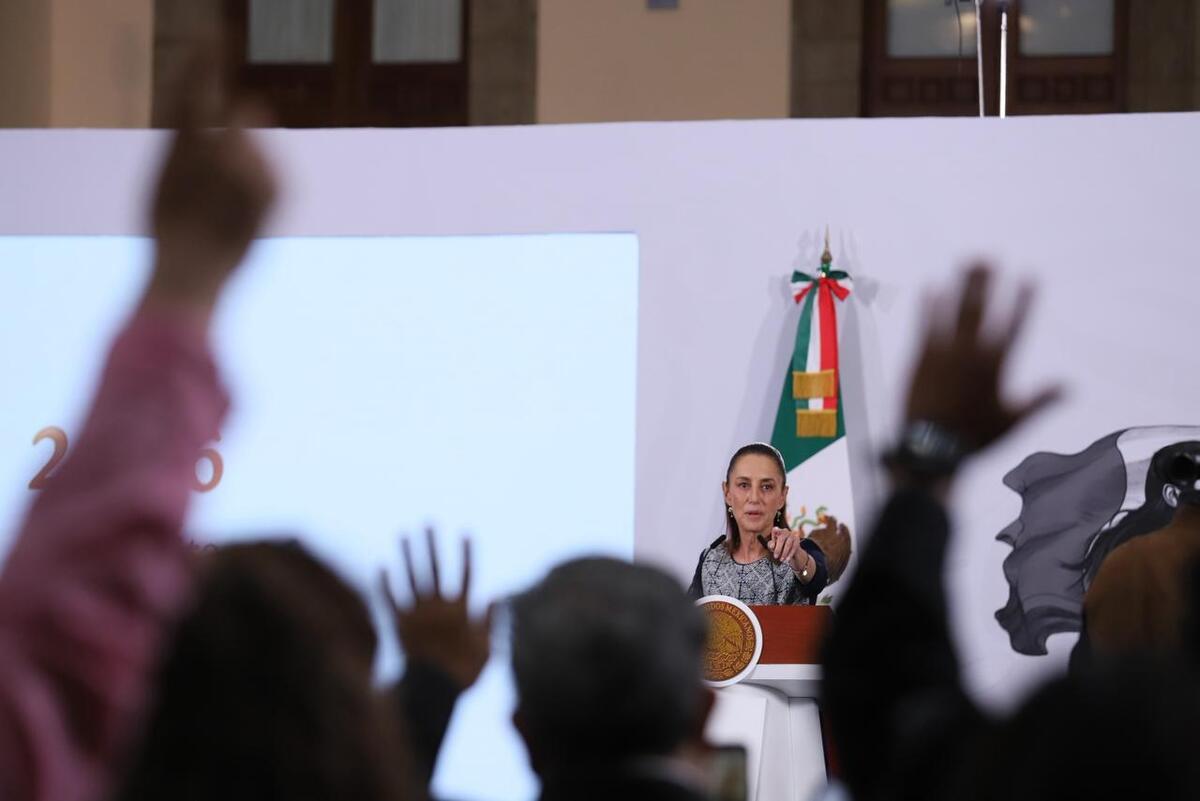 Claudia Sheinbaum en la conferencia matutina de Palacio Nacional. | Foto: Octavio Hoyos.