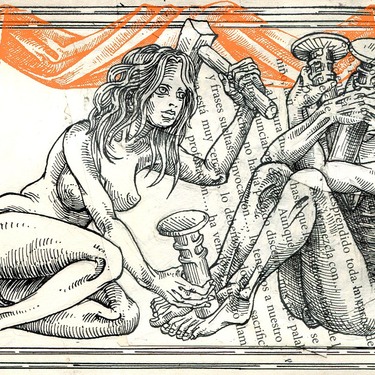 Ex libris: Diktat. Ilustración del artista visual Eko.