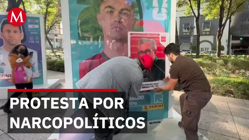 Narcopolíticos coloca stickers contra Rocha Moya y acusados
