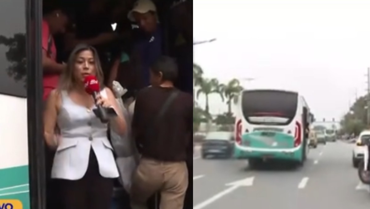 Reportera en microbús: chofer avanza con ella durante transmisión en vivo. | FOTO: TikTok Ecuavisa