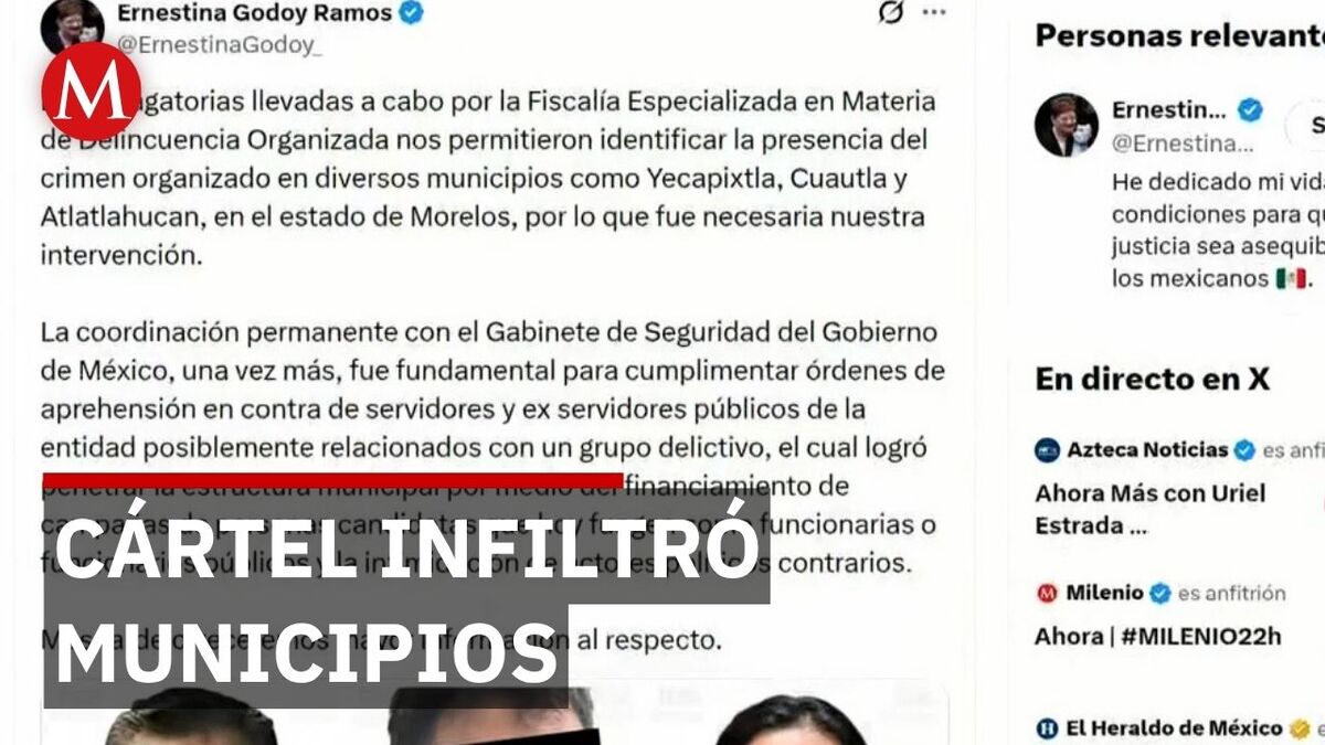 Ernestina Godoy señala infiltración del Cártel de Sinaloa en gobiernos municipales