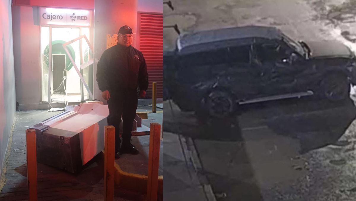 Los ladrones huyeron en una camioneta tras arrancar el cajero automático. Foto: Especial