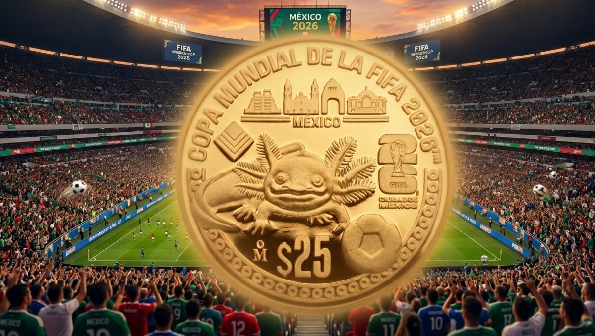 Moneda conmemorativa del Mundial de Futbol 2026 inspirada en CDMX | Imagen Gemini