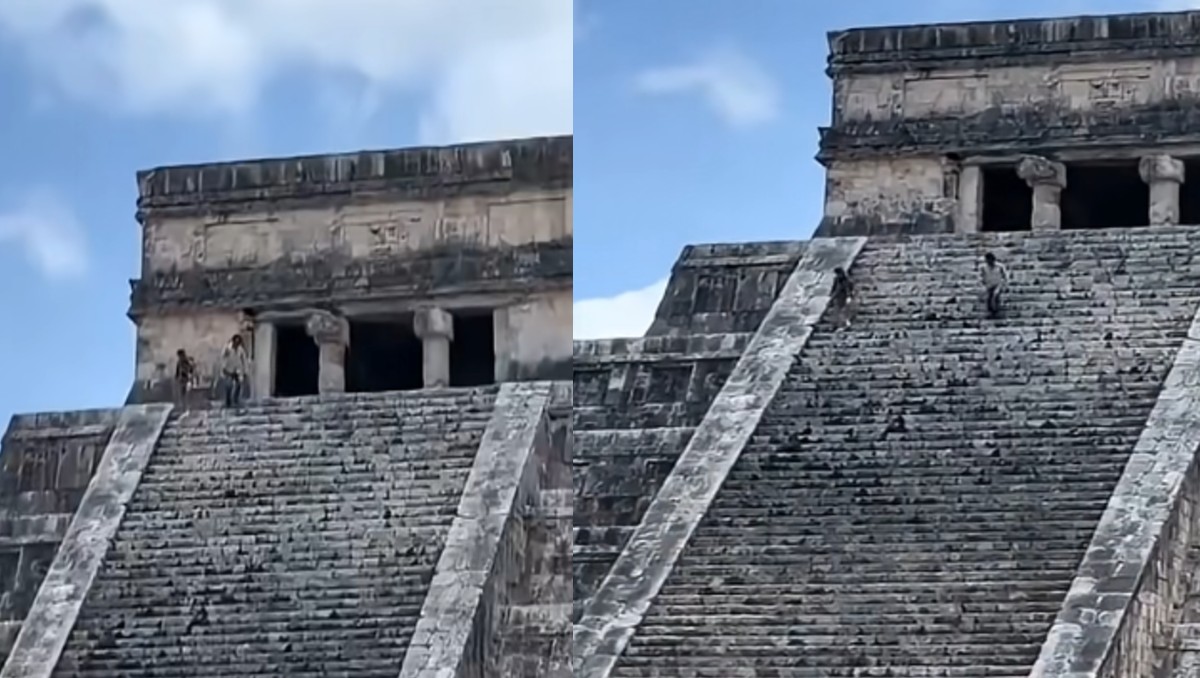 Turistas escalaron la pirámide de Kukulkán. | FOTO: Redes sociales