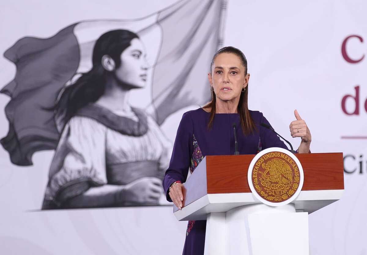Claudia Sheinbaum en la conferencia matutina de Palacio Nacional. | Foto: Araceli López