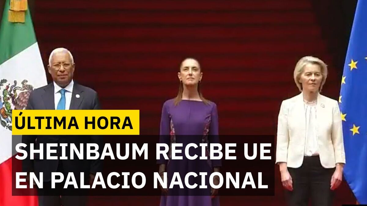 Sheinbaum recibe a comitiva de la UE en Palacio Nacional