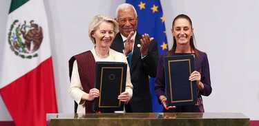 La presidenta de México, Claudia Sheinbaum y su homologa de la Comisión Europea, Ursula Van Der Leyen firmaron el Acuerdo Global Modernizado.