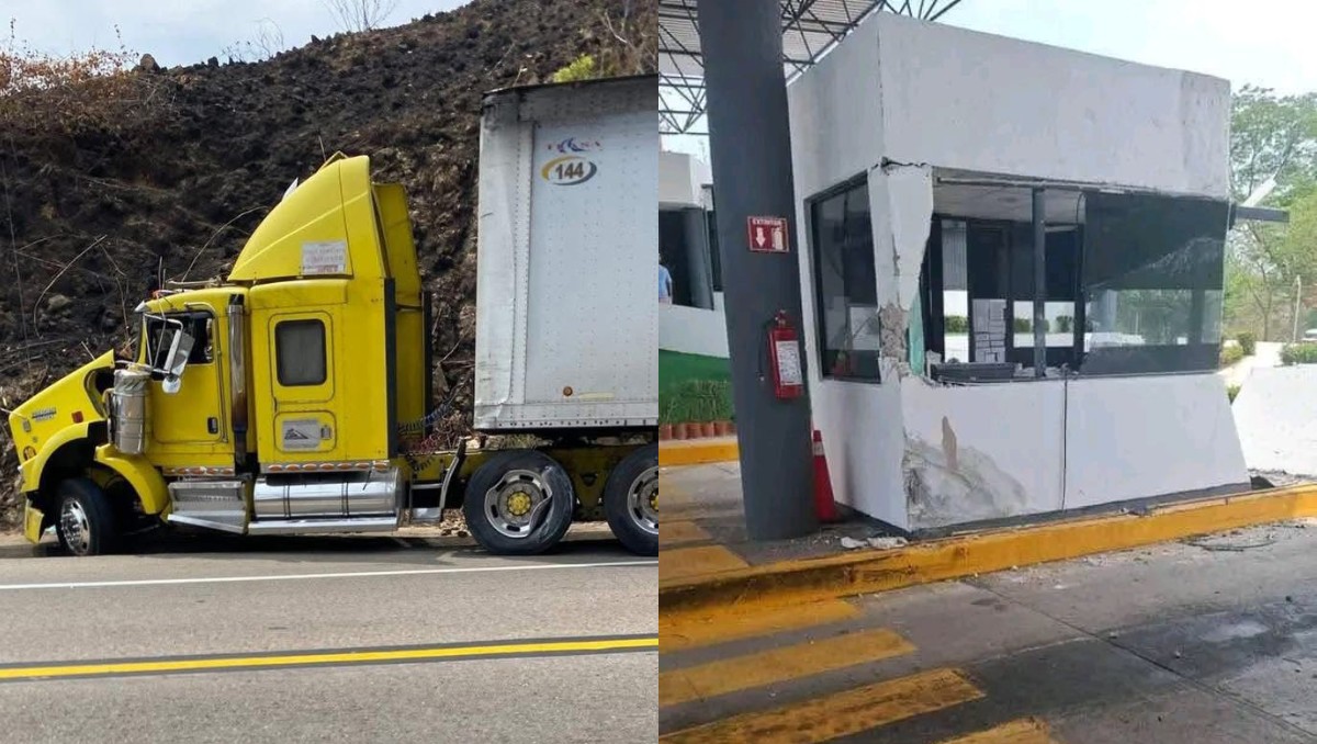 Tráiler se impacta contra caseta en Chiapas. | Foto: Especial