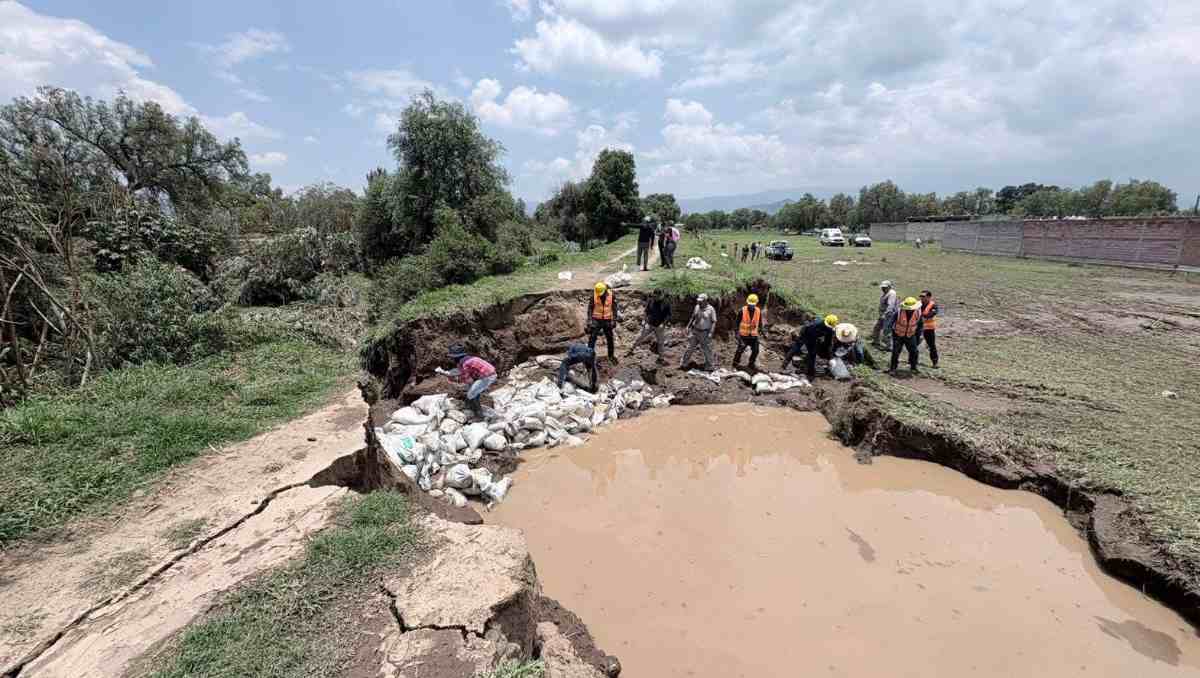 Finalizan trabajos de reforzamiento del río Papalotla en límites de Papalotla y Chiautla. | Foto: Especial