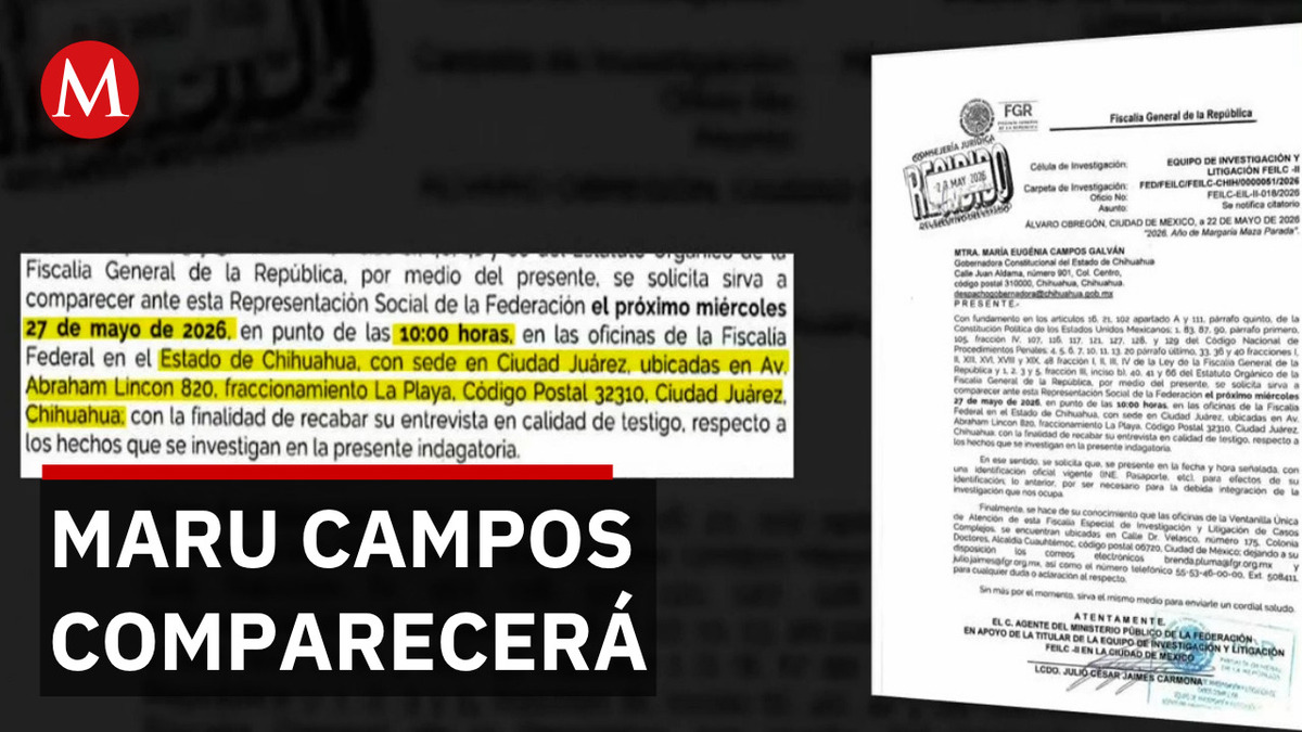 Maru Campos confirma comparecencia ante la FGR el 27 de mayo