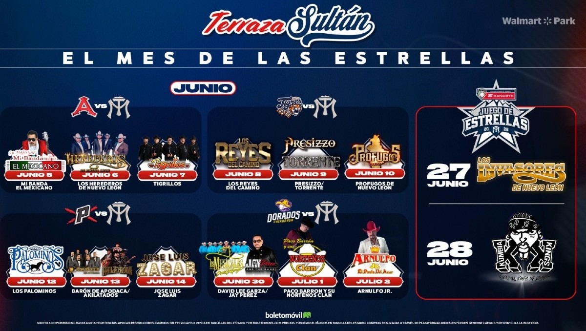 Calendario musical de Sultanes de Monterrey (X @SultanesOficial)