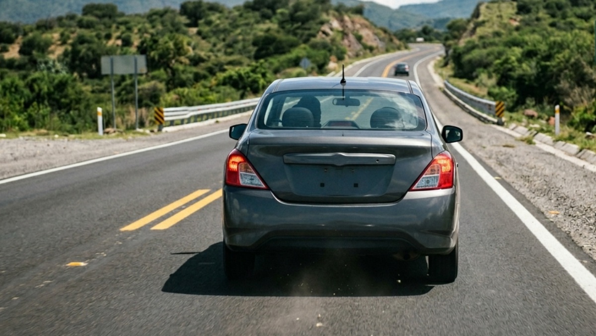Imagen ilustrativa de un vehículo circulando sin placas en caminos federales | Foto: Creada con Gemini IA
