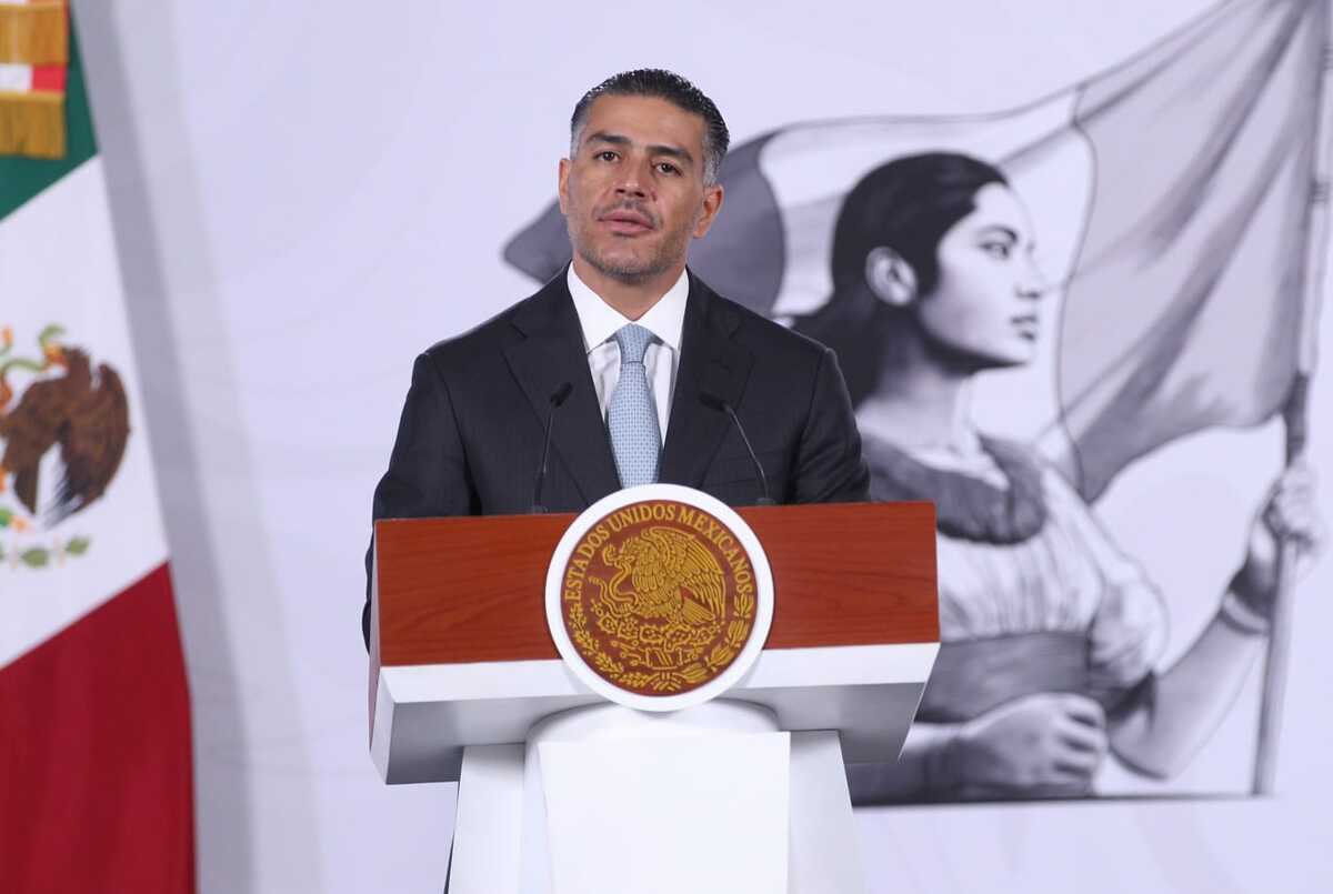 Omar García Harfuch, secretario de seguridad en La Mañanera del Pueblo. | Foto: Araceli López