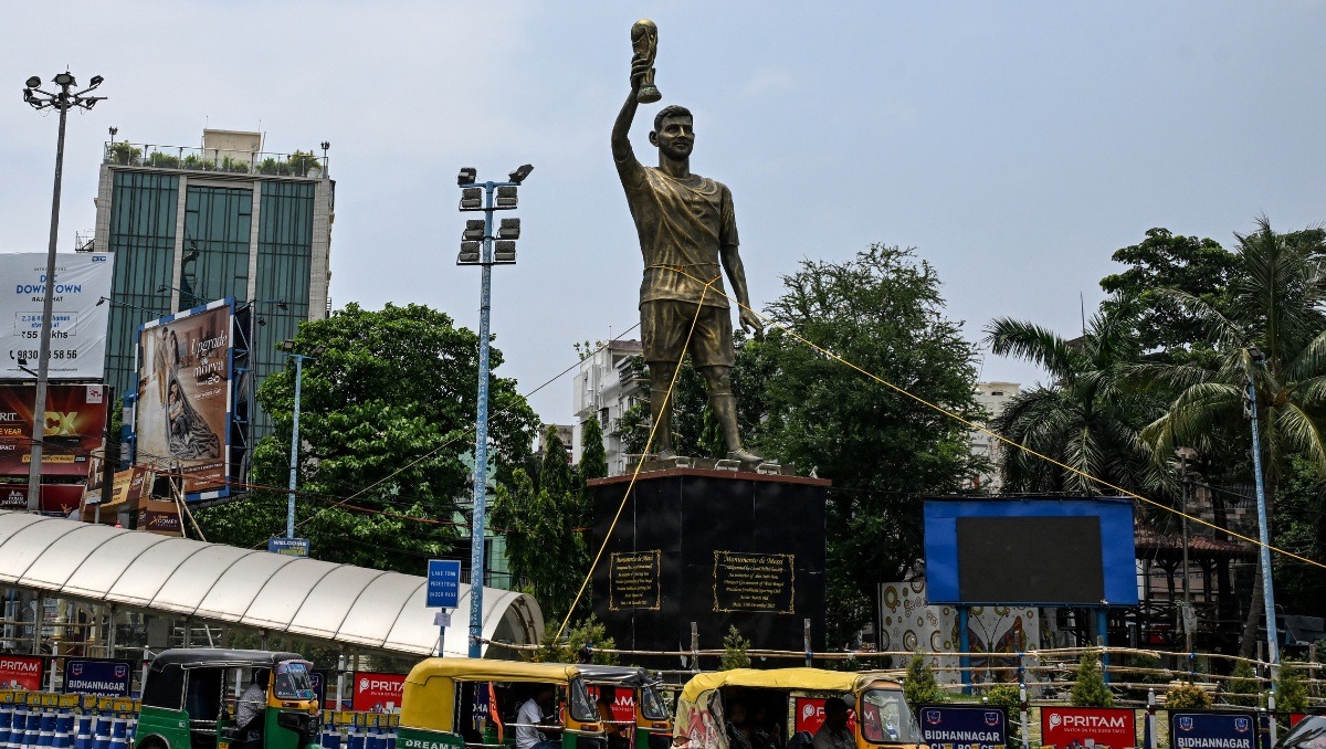 Estatua de Lionel Messi en la ciudad de Calcuta, India (AFP)