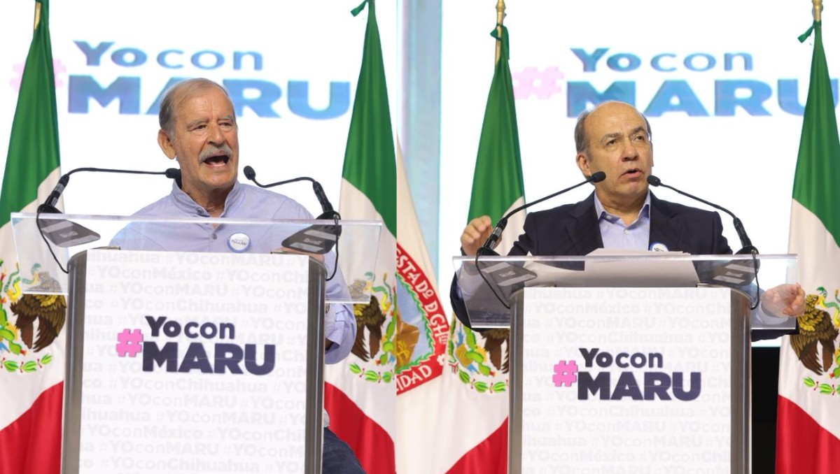 Ambos expresidentes rindieron discursos en el evento de apoyo a Maru Campos. | Foto: Especial