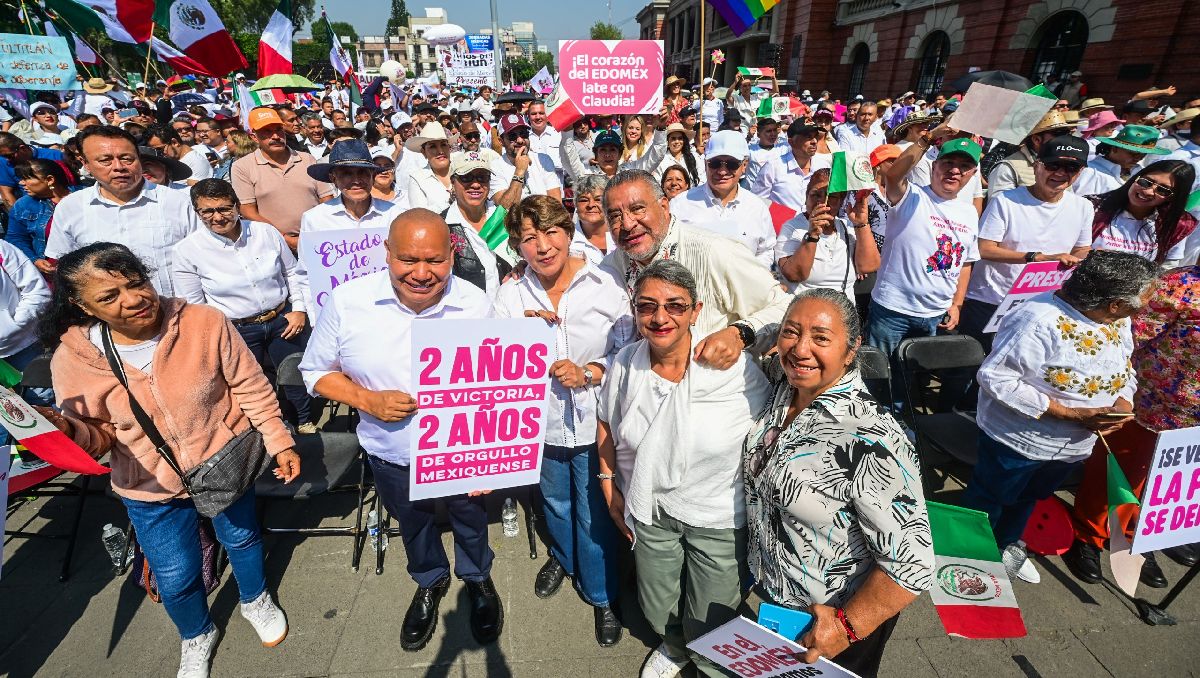 Delfina Gómez envía mensaje a Sheinbaum desde concentración en Tlalnepantla. | Foto: Especial