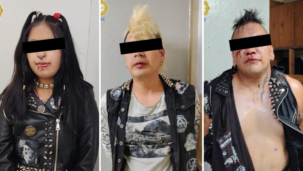 Tres punks fueron detenidos tras agredir a policías en la estación Buenavista del Metro. | Foto: SSC