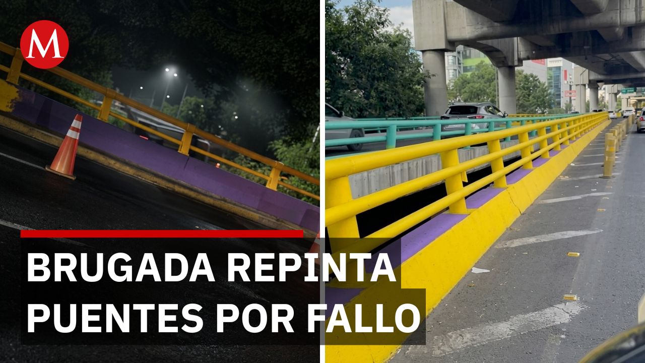 Gobierno de Brugada repinta puentes de morado a amarillo por criterios de seguridad vial