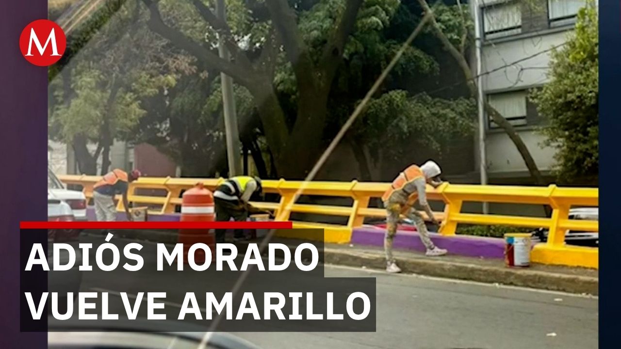 CdMx repinta vialidades de amarillo tras polémica por color morado rumbo al Mundial