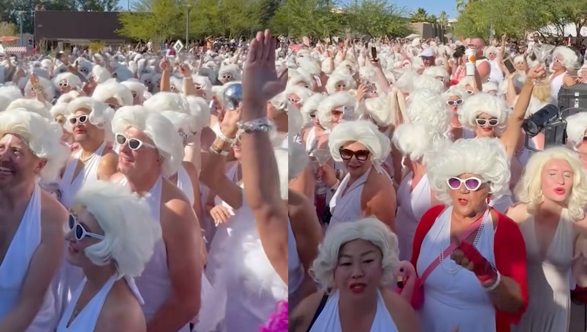 1,037 personas se disfrazaron de Marilyn Monroe y rompieron el récord Guinness en su cumpleaños 100 (Foto: Captura de pantalla de CBS Texas)