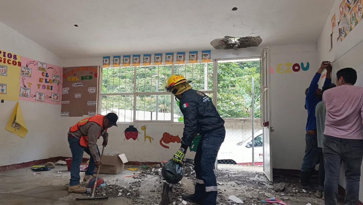 Derrumbe cae sobre escuela en Zoquitlán, Puebla | Especial