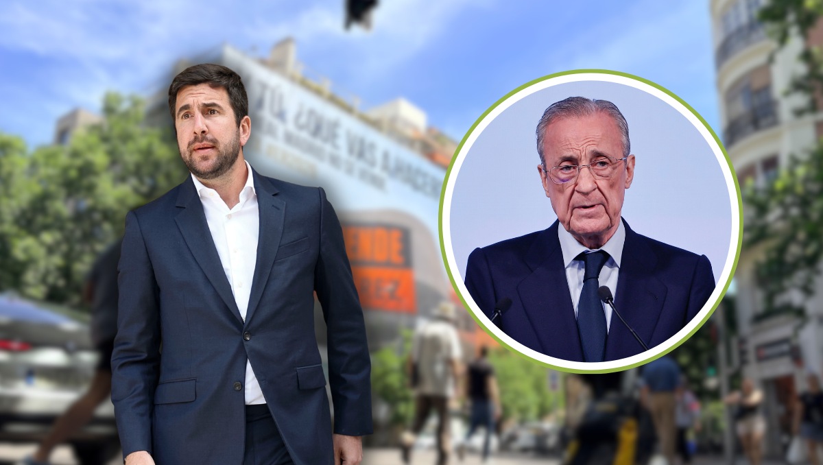 Enrique Riquelme l responde a Florentino Pérez con una lona (EFE)