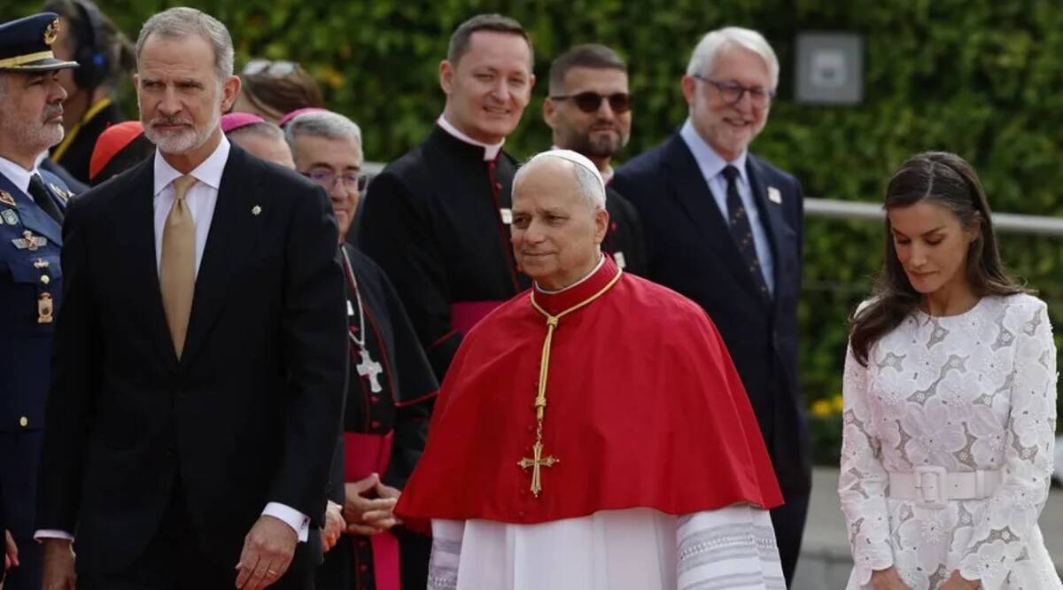 El papa León XIV fue recibido por los reyes de España en Madrid. | Foto: EFE