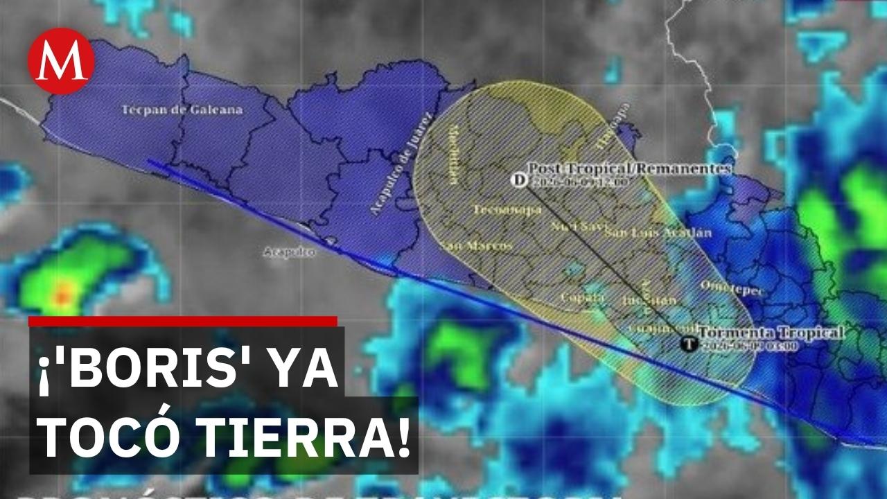 'Boris' toca tierra entre Guerrero y Oaxaca; ya es depresión tropical